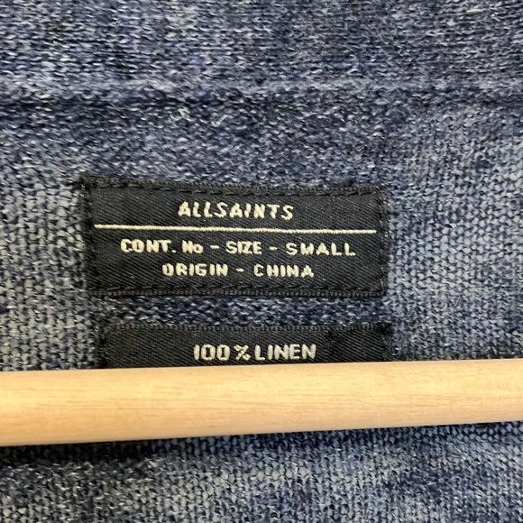 All Saints 100% Linen Blue Open-Front Cardigan - Picture 2 of 4